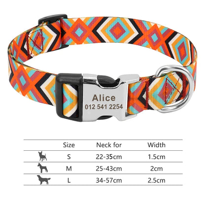 Adjustable Nylon Dog Collar with Engraved ID