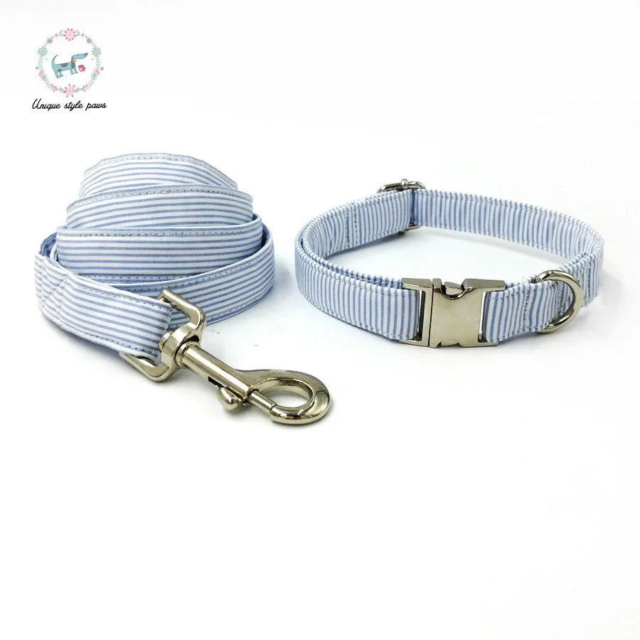 Personalized Dog Collar And Perro Leash With Bow Tie Cotton Dog &Cat Necklace For Pet Gift Products Striped