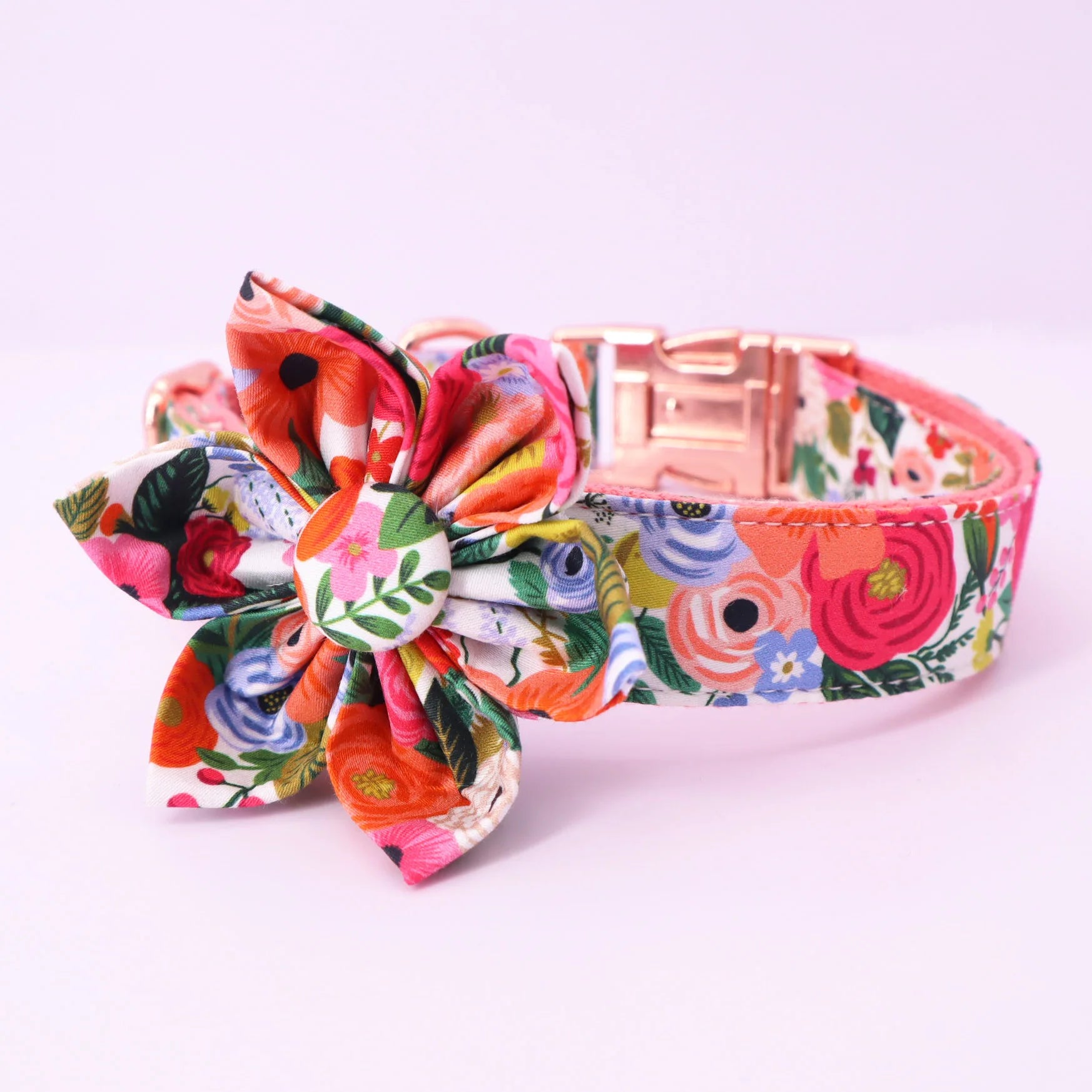Classical Floral Dog Harness, Collar Flower Matching leash, Bandana, Shampoo Bag with Personalized Name, Telphone