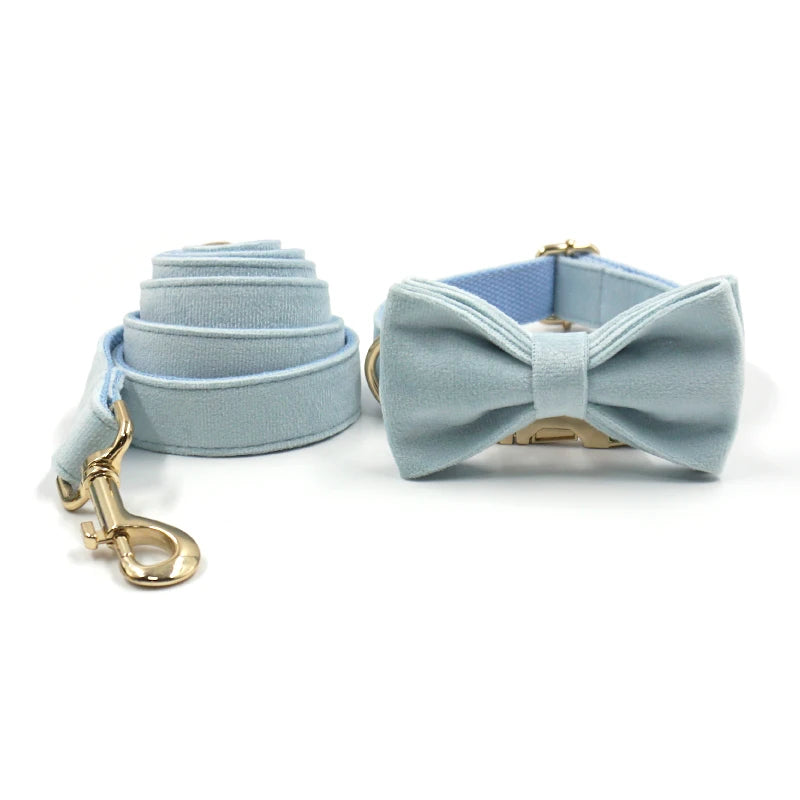 Bubbly Blue Collar, Harness, Bow/Bowtie, Leash, and Waste Bag Holder