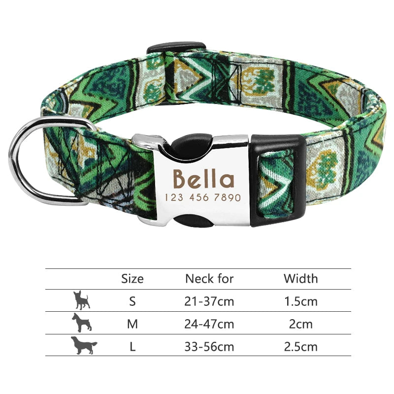 Adjustable Nylon Dog Collar with Engraved ID