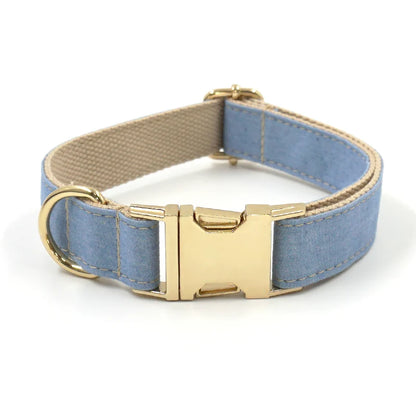 Light Blue Denim Collar, Leash & Harness Set