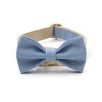 Light Blue Denim Dog Collar with Name Personalized Dog Collar and Leash Set for Small Medium Large Dogs Bowtie Dog Harness Girl