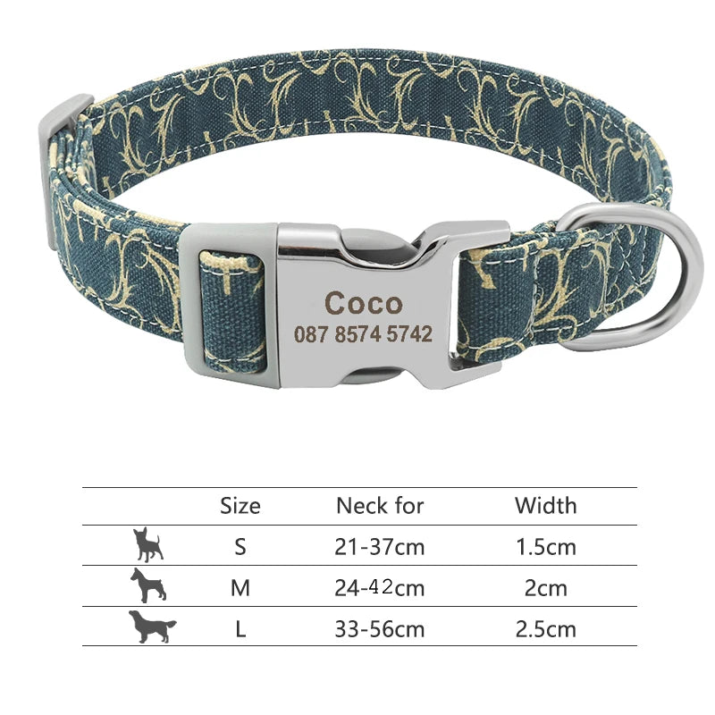 Adjustable Nylon Dog Collar with Engraved ID