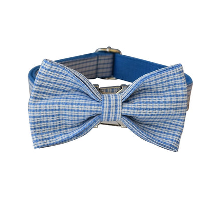 Blue Grid Christmas Dog Collar & Leash Set