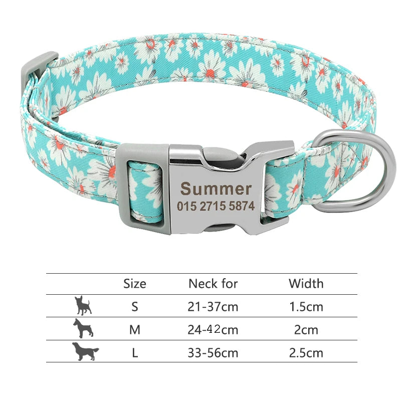 Adjustable Nylon Dog Collar with Engraved ID