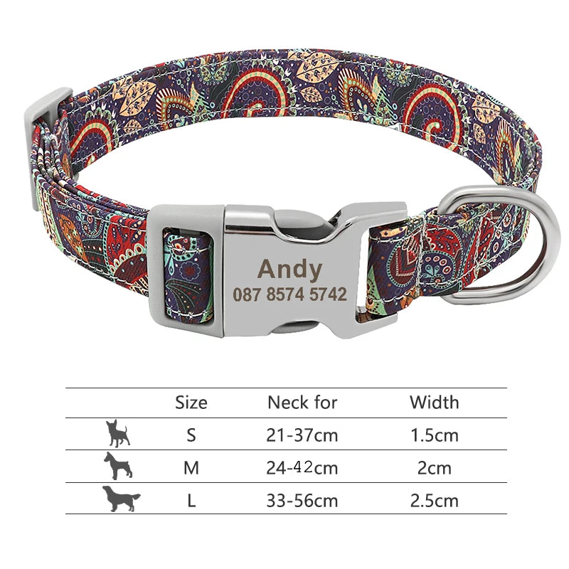 Adjustable Nylon Dog Collar with Engraved ID