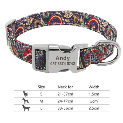 Adjustable Nylon Dog Collar with Engraved ID