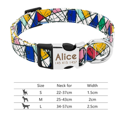 Adjustable Nylon Dog Collar with Engraved ID