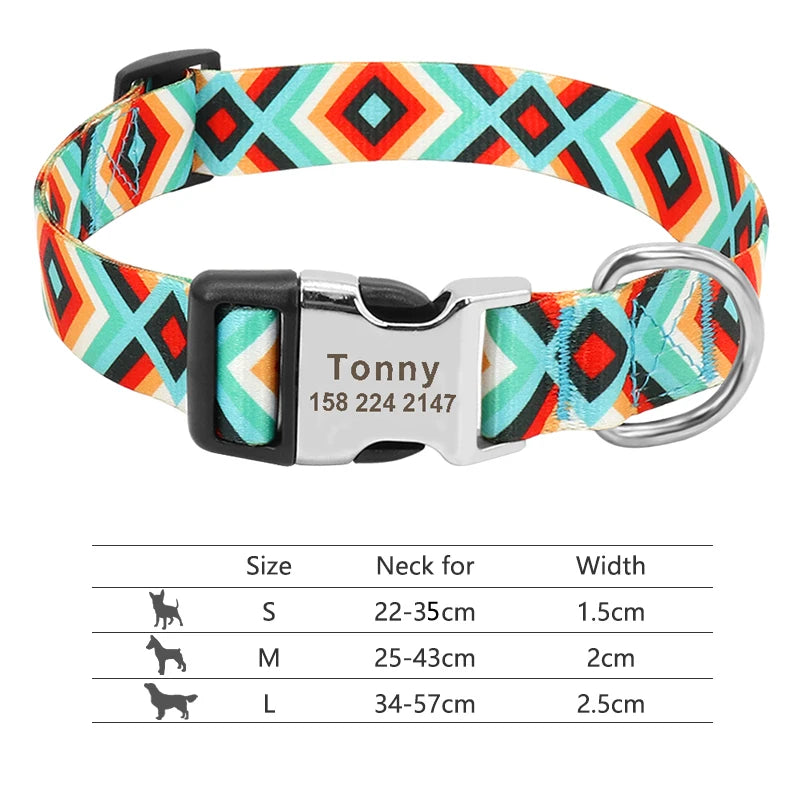 Adjustable Nylon Dog Collar with Engraved ID