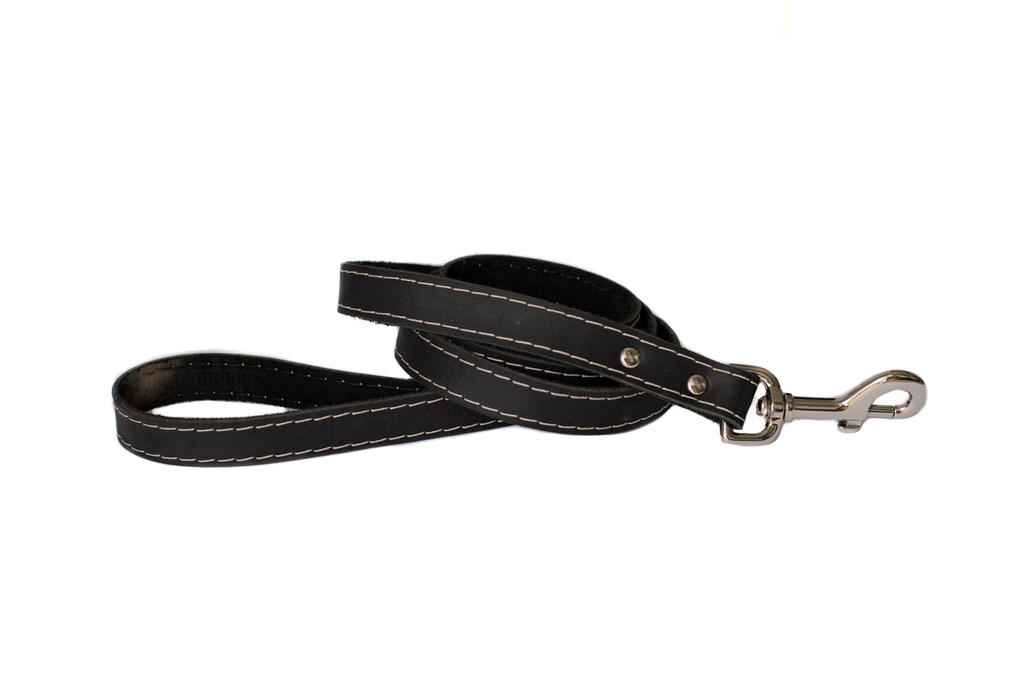 Traditional Midnight Black Leather Leash | Cutie Paw Co.