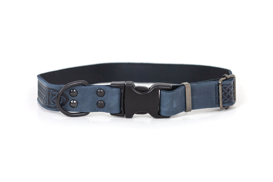 Celtic Blue Jeans Leather Dog Collar