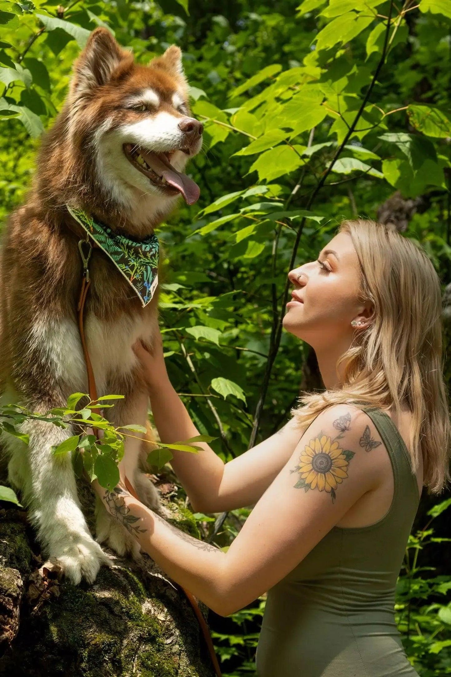 Magical Fern Forest Dog Bandana detail view | Cutie Paw Co.