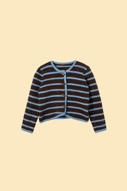 Bluebell Stripes Crop Cardigan | Cutie Paw Co.