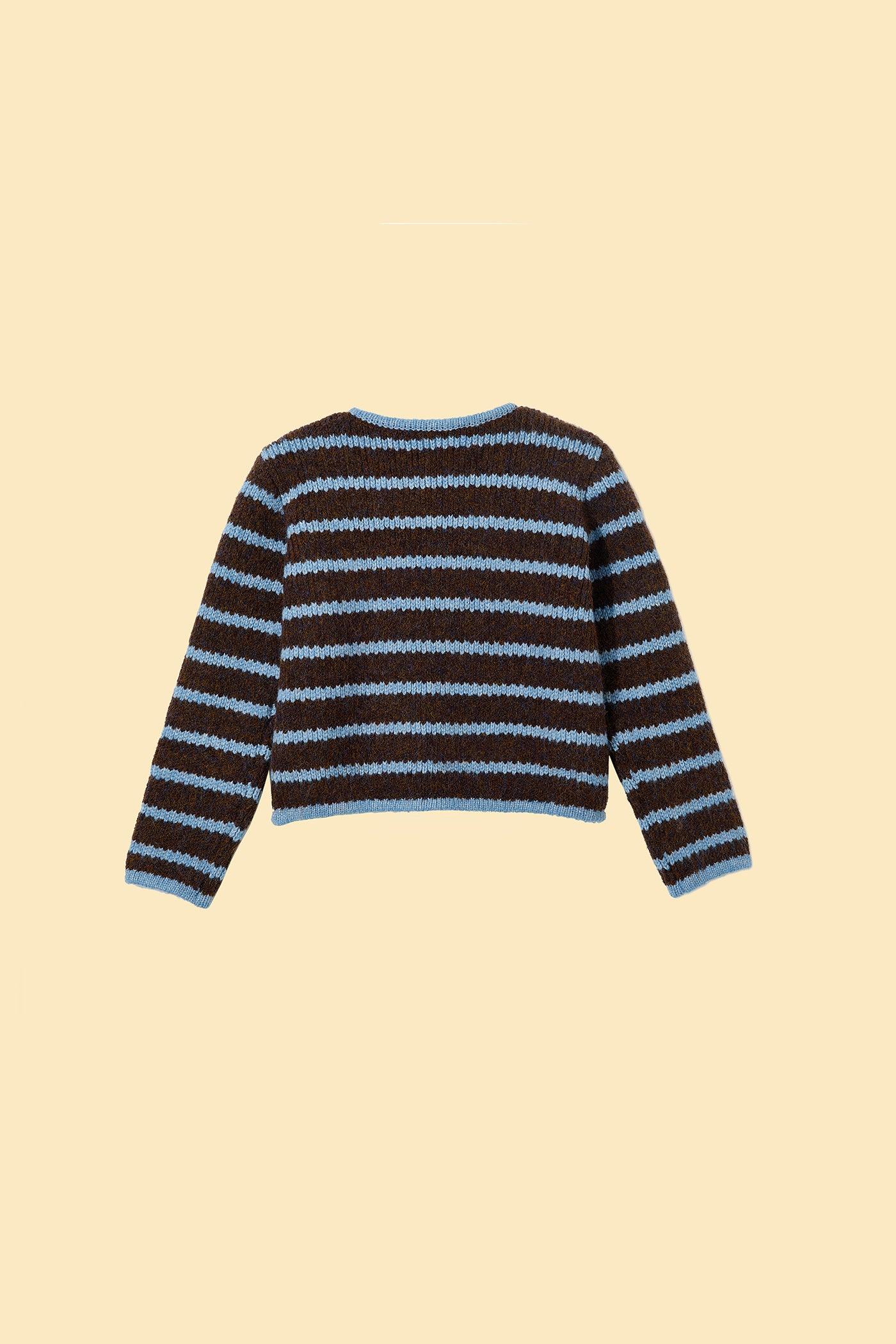 Bluebell Stripes Crop Cardigan detail view | Cutie Paw Co.