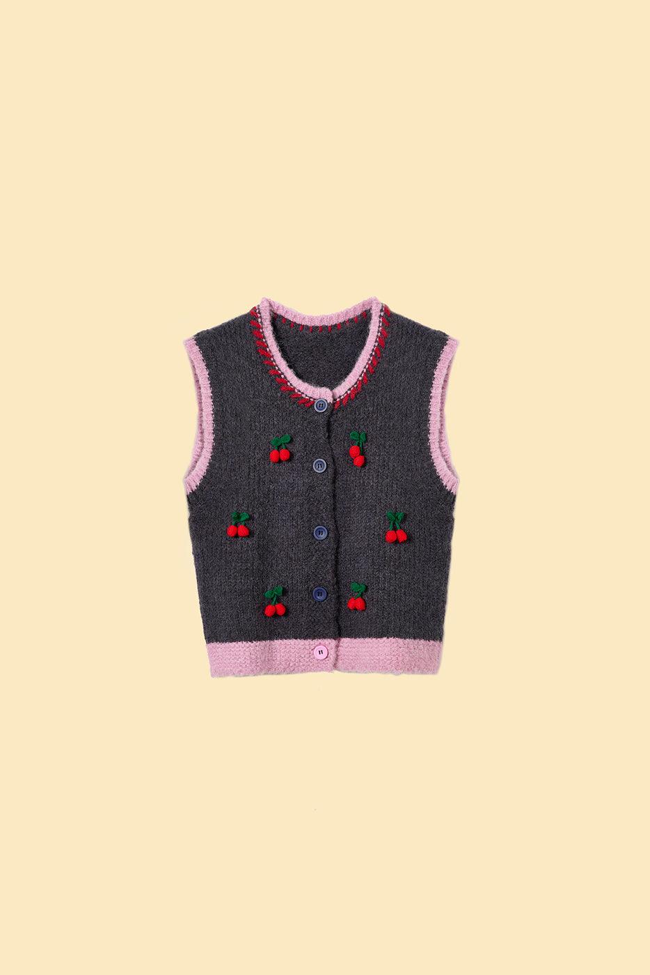 Cherries on Top Knit Vest | Cutie Paw Co.