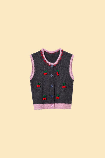 Cherries on Top Knit Vest | Cutie Paw Co.