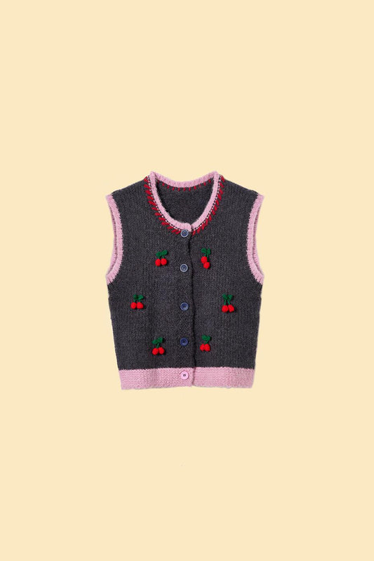 Cherries on Top Knit Vest | Cutie Paw Co.