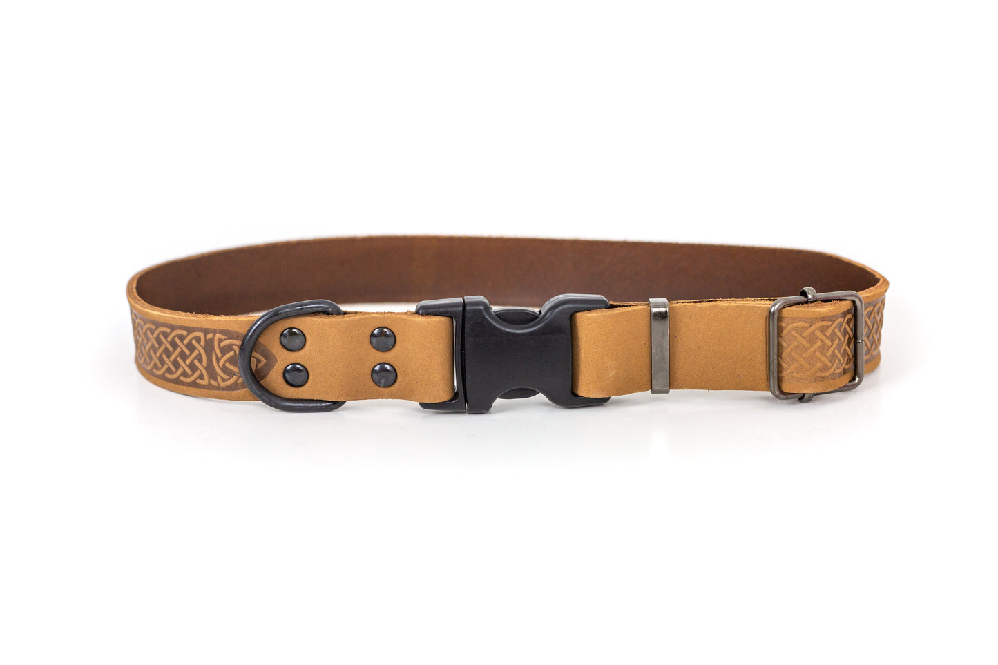 Celtic Khaki Leather Dog Collar | Cutie Paw Co.