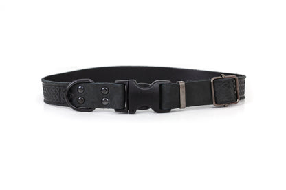 Celtic Midnight Black Leather Dog Collar