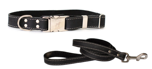 Leather Collar & Leash Set — Quick Release