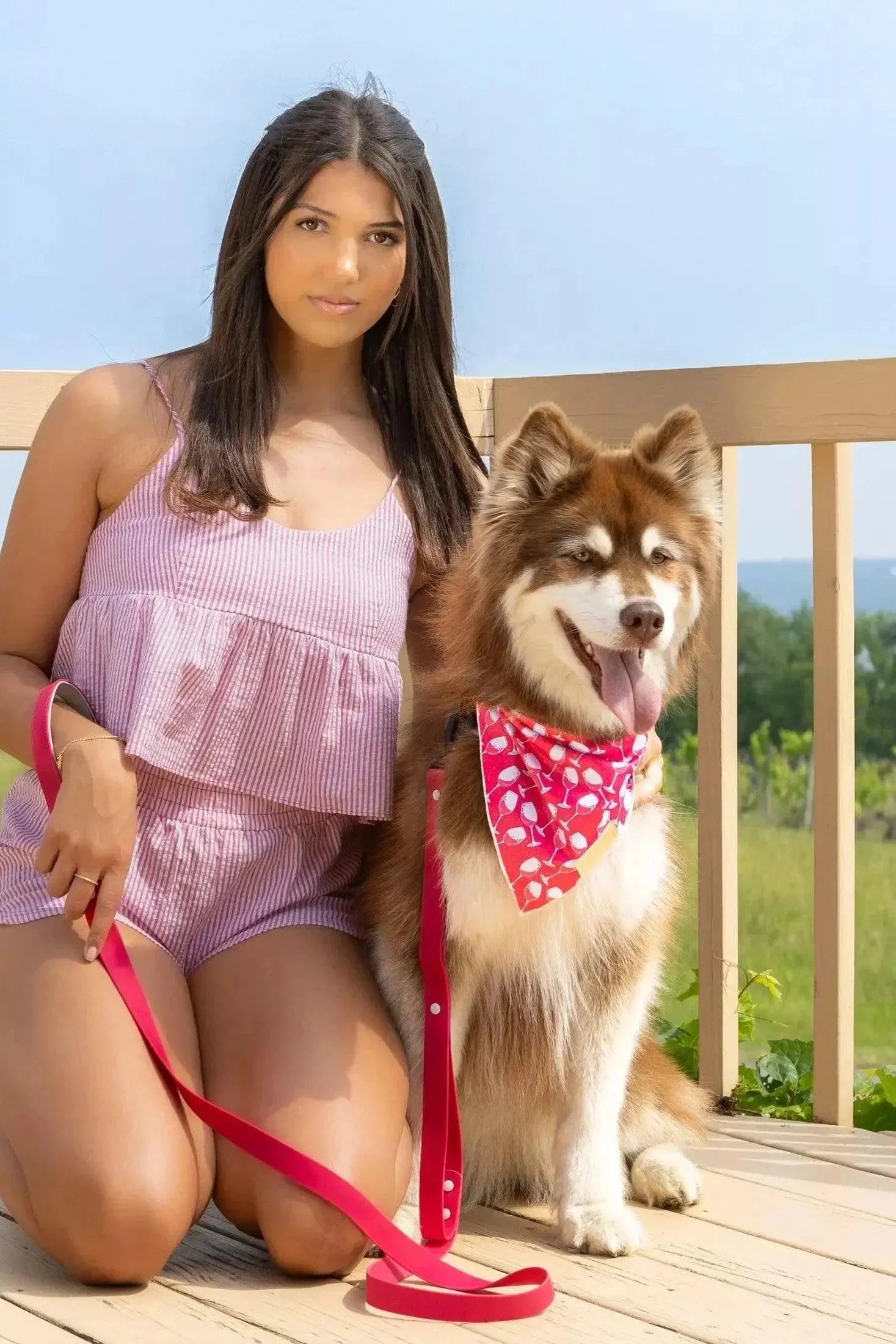 Red Mountain Syrah Dog Bandana & Matching Keychain detail view | Cutie Paw Co.