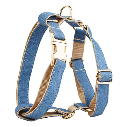 Denim Dog Collar, Leash & Harness Set