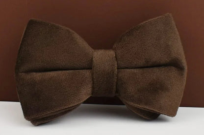 Dark Brown Velvet Dog Collar & Leash Set