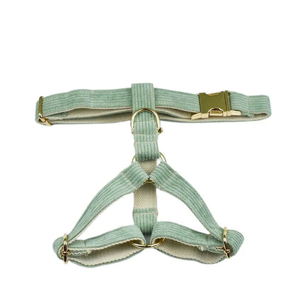 Light Green Corduroy Dog Collar & Leash Set