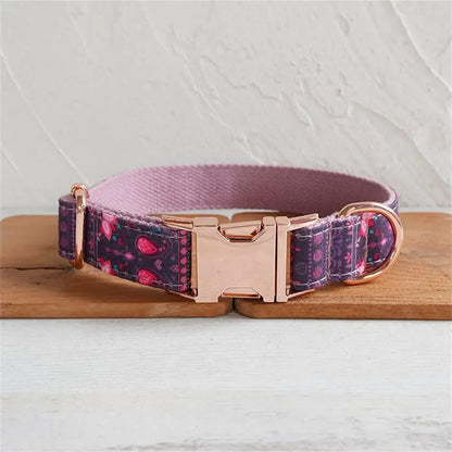 Purple Lotus Dog Collar & Leash Set