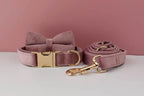 Light Purple Velvet Dog Collar And Leash Set For Dogs Custom Engraved Nameplate Pet Supplies Dog Leash Velvet05