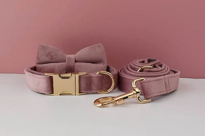 Light Purple Velvet Dog Collar & Leash Set
