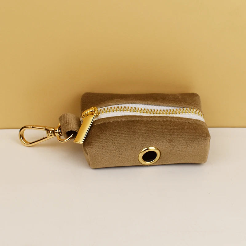 Khaki Velvet Dog Collar & Leash Set