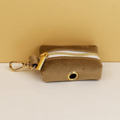 Khaki Velvet Dog Collar & Leash Set