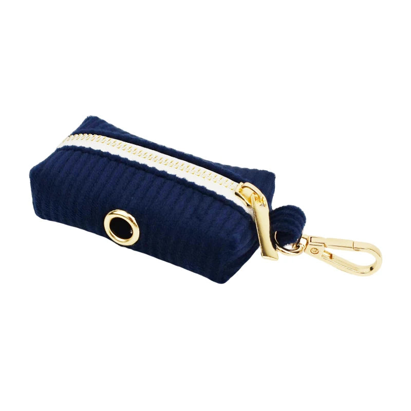 Purplish Blue Corduroy Dog Collar & Leash Set