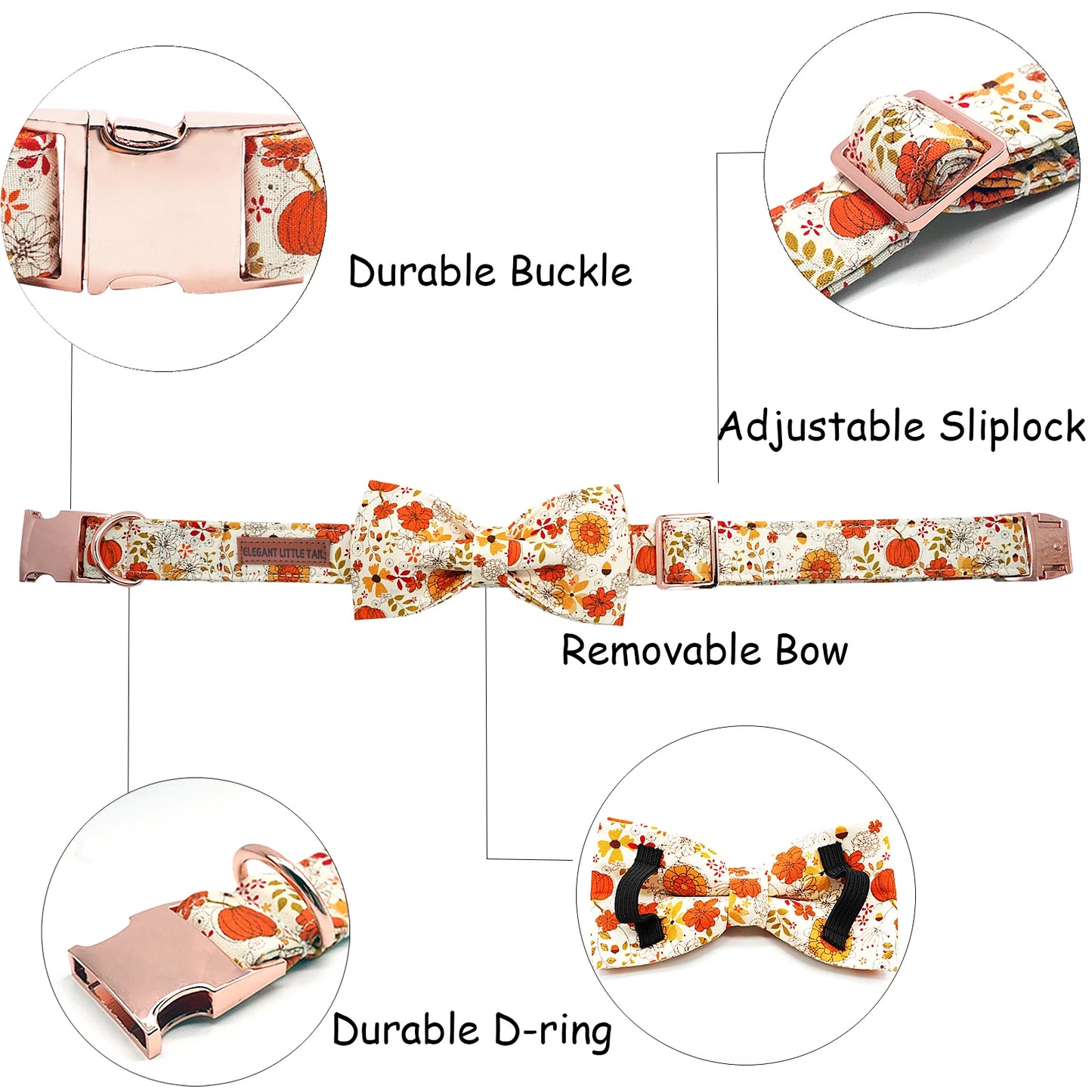 Autumn Pumpkin Collar and Bowtie or Flower