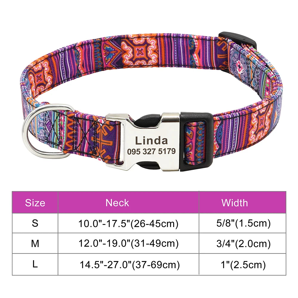 Adjustable Nylon Dog Collar with Engraved ID