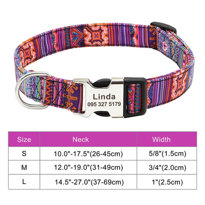 Adjustable Nylon Dog Collar with Engraved ID