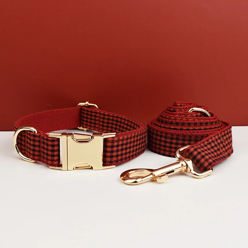 Plaid Dog Collar & Leash Set