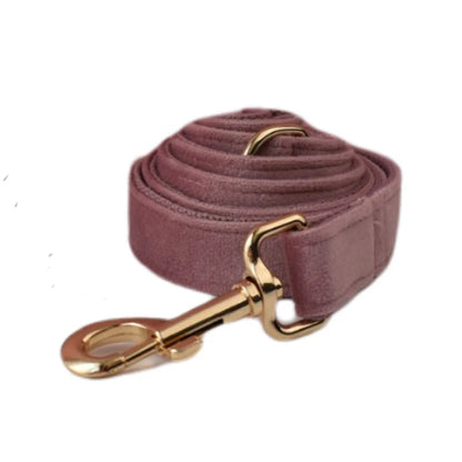 Light Purple Velvet Dog Collar & Leash Set