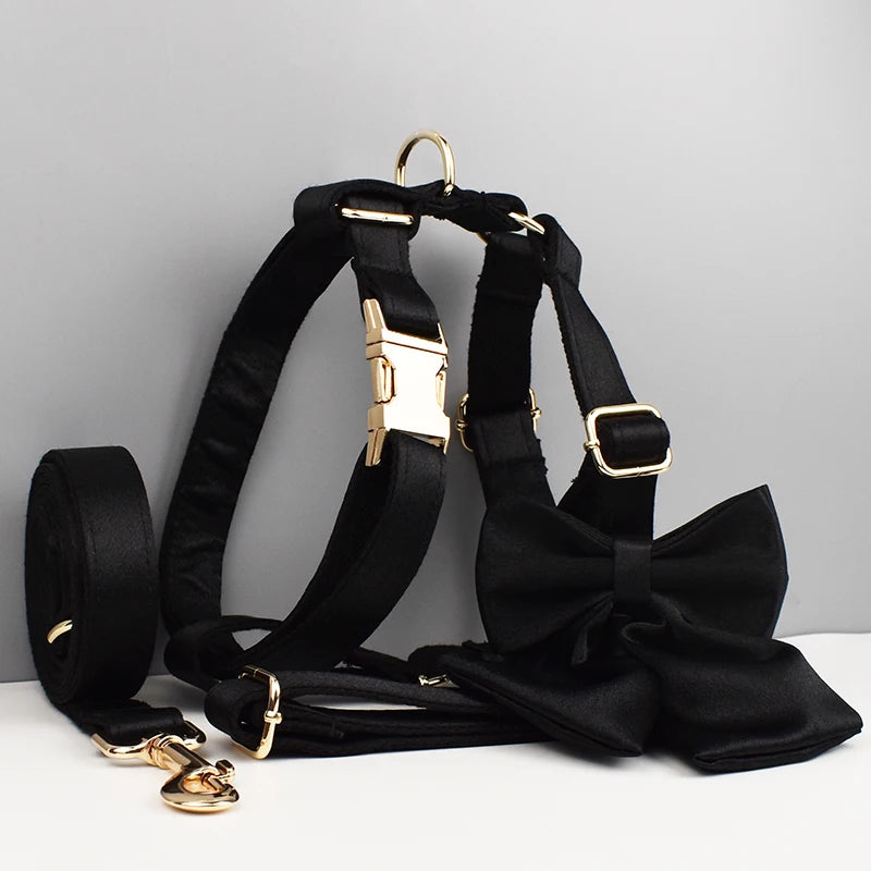 Silky Dog Collar, Leash & Harness Bow Set