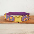 Personalized Dog Collar with Free Engraving, Matching Pet Leash,Customzied Contacts Metal Buckle,Orange Purple Pumpkin Collar