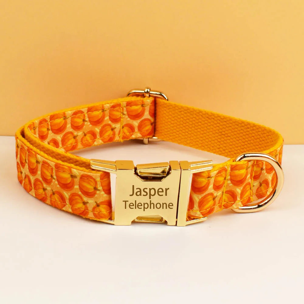 Halloween Personalized Dog Collar with Free Engraving ID Name Tag Pet Accessory Set with Matching Leash And Harness