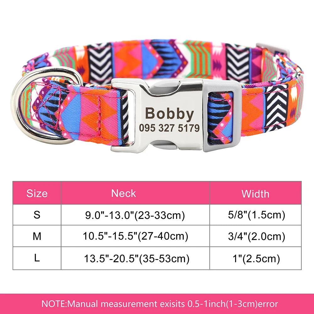 Adjustable Nylon Dog Collar with Engraved ID