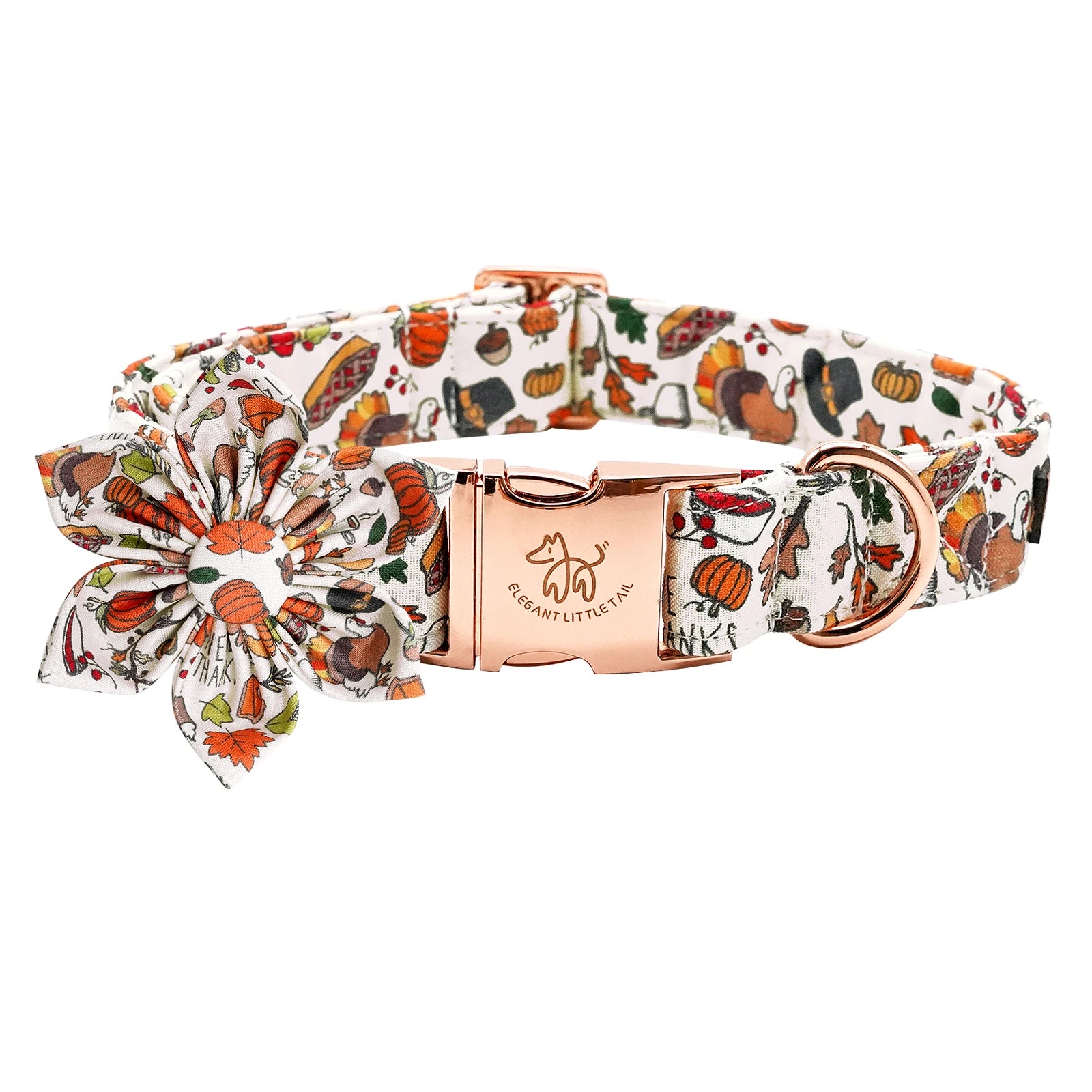 Elegant little tail Dog Collar with Bow - Fall Dog Collar Bow Thanksgiving Turkey Bow Girl Boy Pet Collar Soft Dog Bowtie Collar