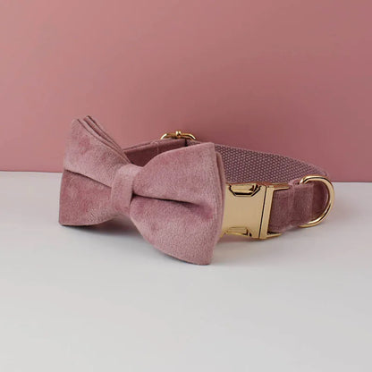 Light Purple Velvet Dog Collar & Leash Set