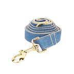 High Quality Pet Accessories Customized Designer Bare bottom denim Dog Collar Leashes Printing Dog Harness