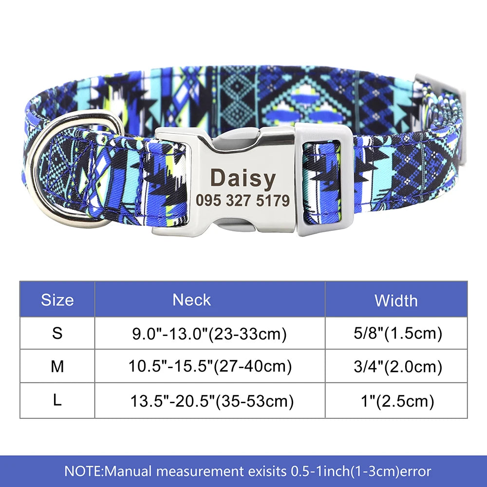 Adjustable Nylon Dog Collar with Engraved ID