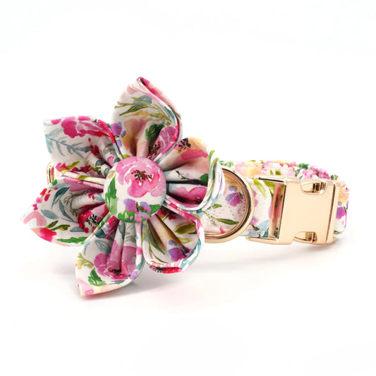Summer Pink Floral Dog Collar