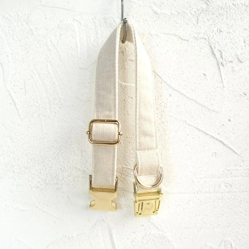 Beige Fiber Dog Collar & Leash Set